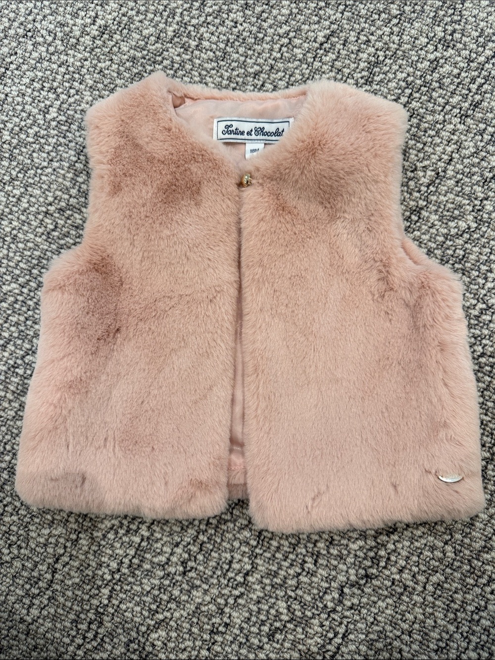 Tartine et Chocolat Pink Faux-Fur Kids Vest